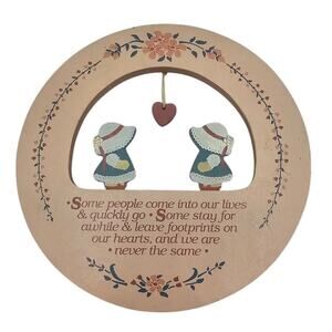 Vintage Cottagecore Hand painted Wooden Plaque The Giving Company Friendship